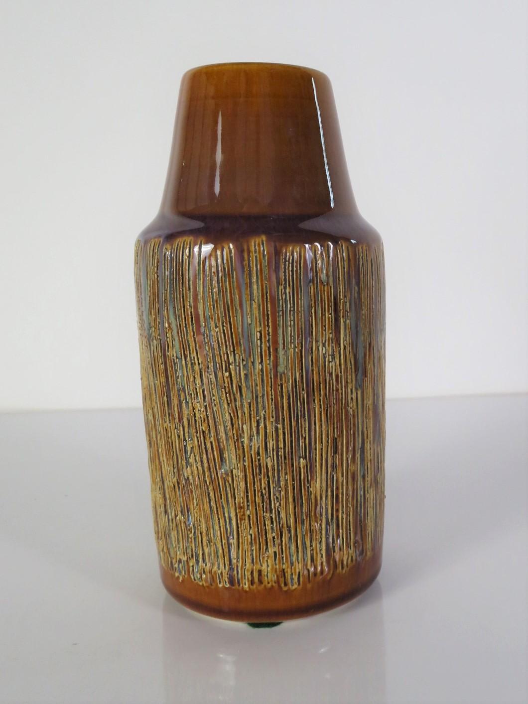 Mid-20th Century Soholm Sgraffito Earthenware Pottery Vase Denmark 1960s