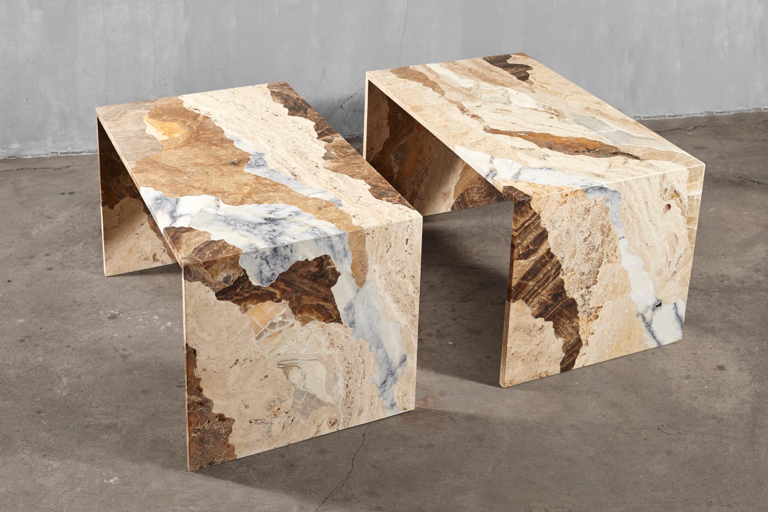 Soil Map N°1 table by Estudio Rafael Freyre
Dimensions: W 130 x D 80 x H 75 cm 
Materials: diverse recycled andes stones

The pieces in the Soil Map series are part of a quest to bring our bodies closer to the geography we inhabit, to the