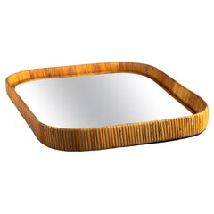 Sokeva Oy, Finnish mid-century modern rattan mirror