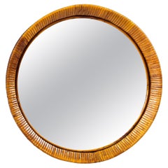 Sokeva Oy, mid-century modern round rattan mirror
