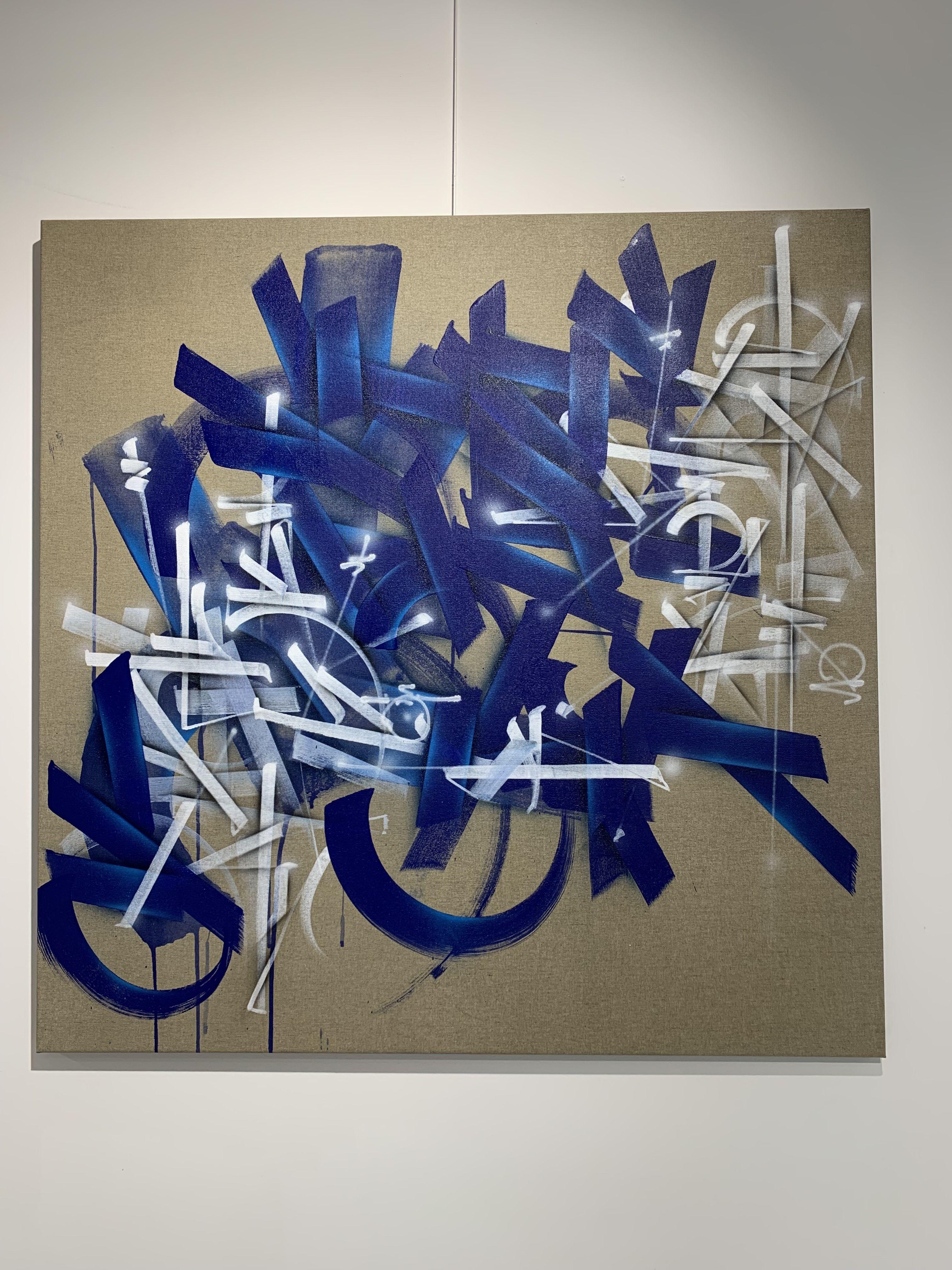 DMVT 0105, Abstract and Calligraphic art by French Street Artist SOKLAK - Painting by Soklak