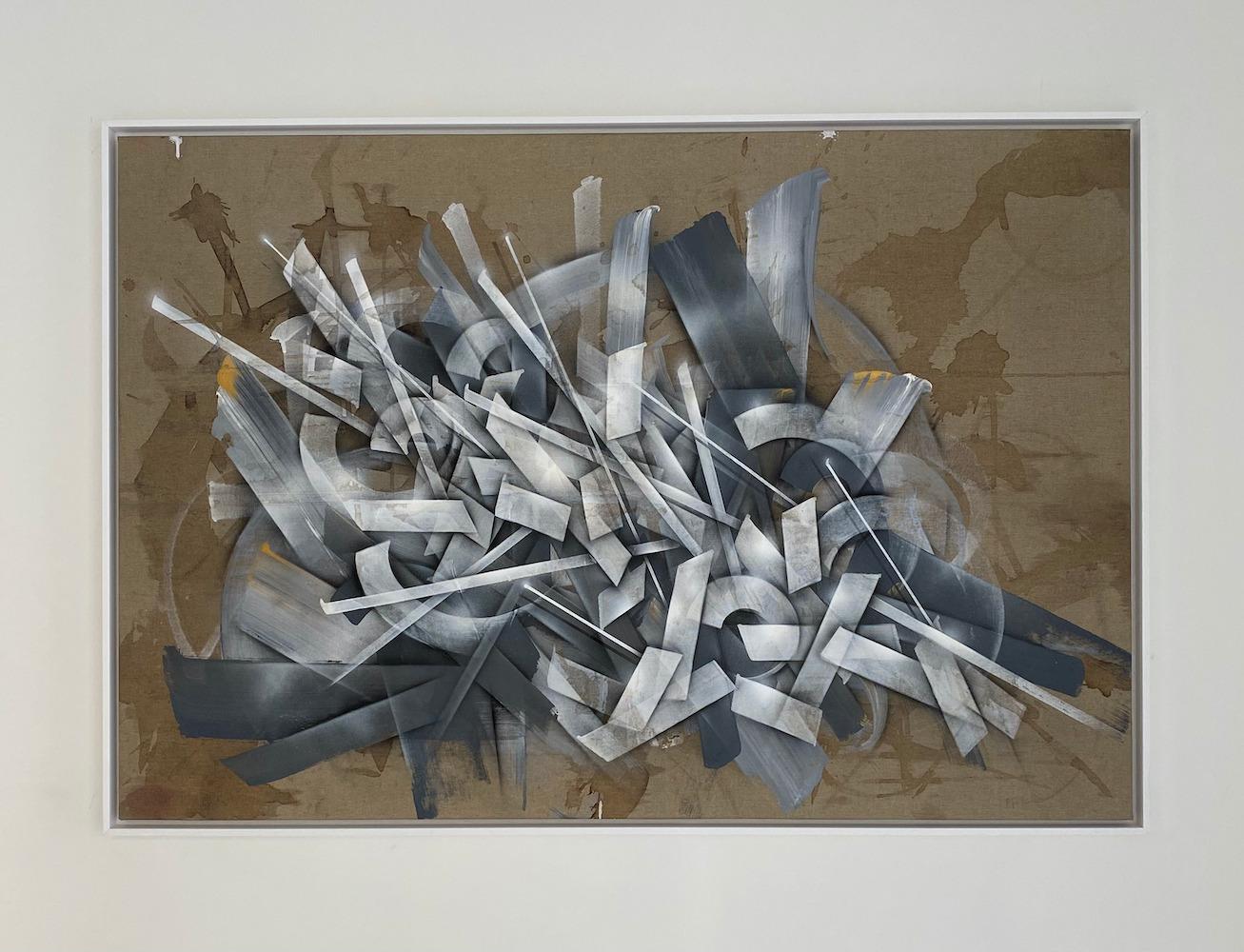 DMVT 1303 is a work on canvas by French contemporary artist Soklak.

This work comes from the tradition of graffiti, whose artistic process consists in the inscription of typographic motifs on the street. In this painting, we find the notion of