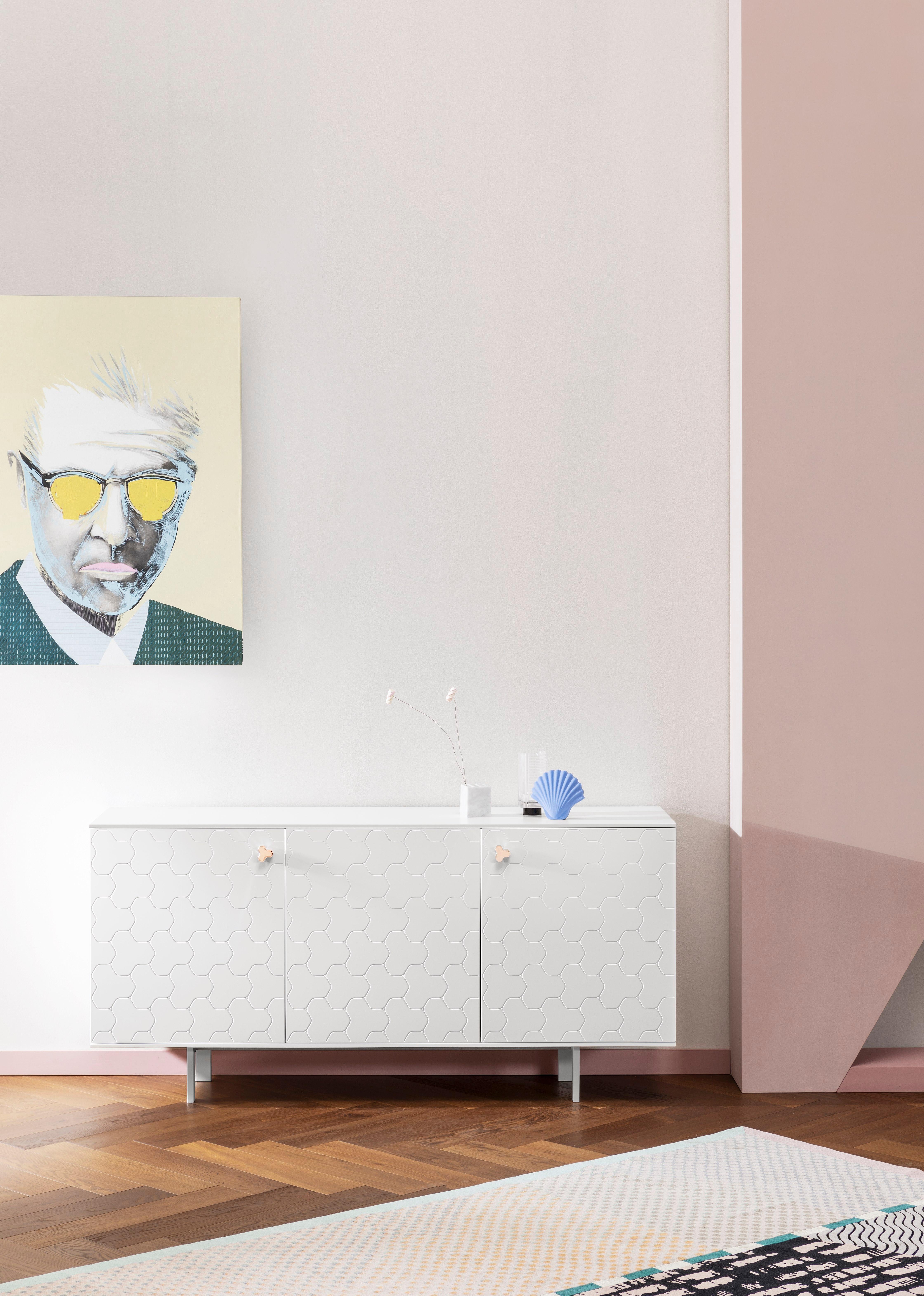 Modern Soko 3-Cabinets in Lacquered Structure and Copper Handle, by Miniforms Lab