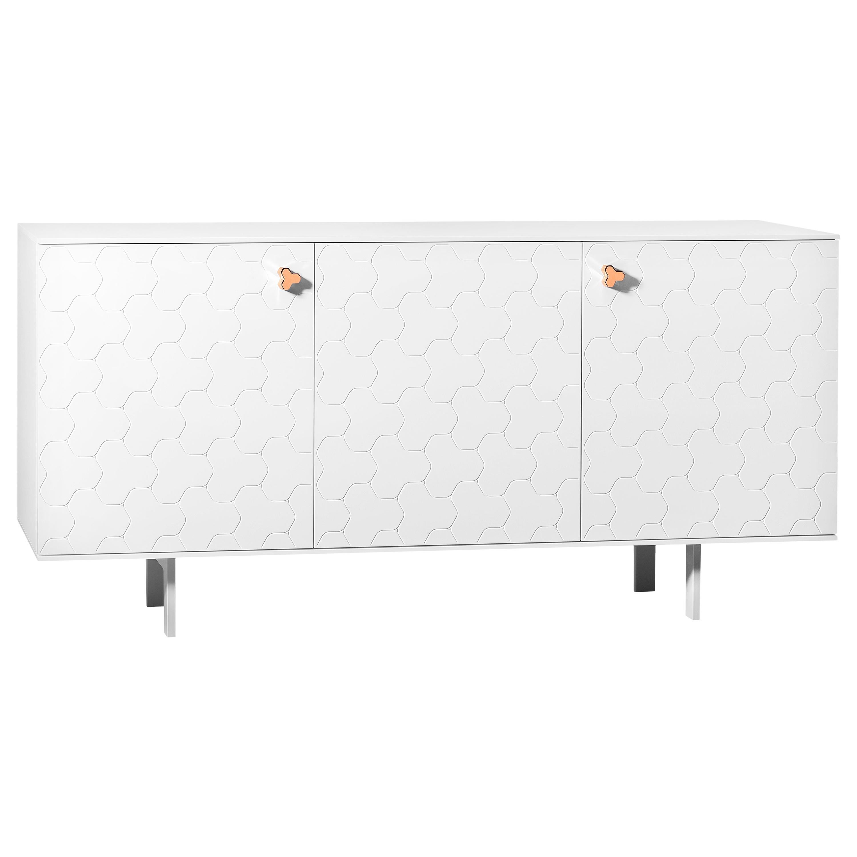 For Sale: White (White Lacquer) Soko 3-Cabinets in Lacquered Structure and Copper Handle, by Miniforms Lab