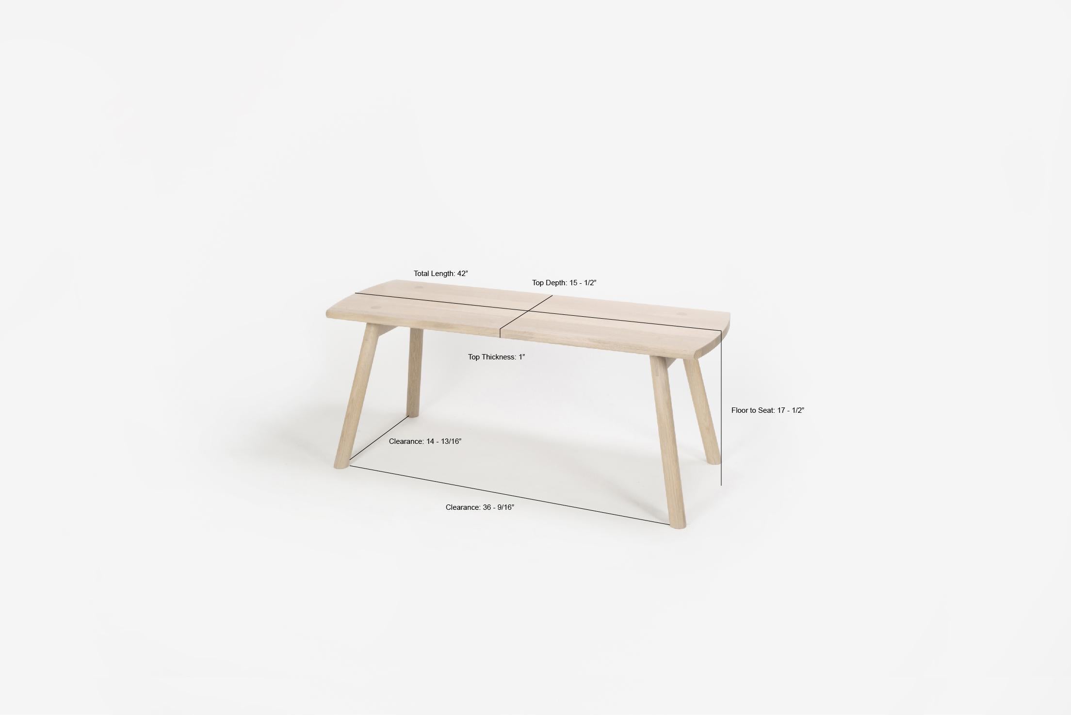 Joinery Sol Bench by Sun at Six, Nude Minimalist Bench in Oak Wood For Sale