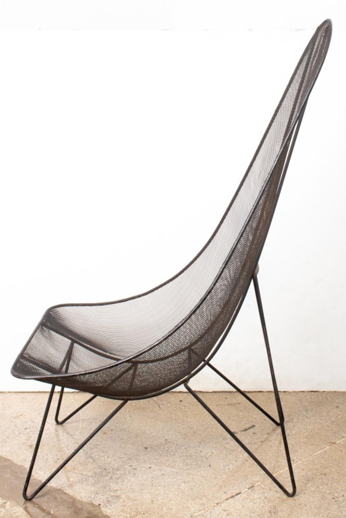 Sol Bloom high back scoop chair in black mesh enameled iron.

Dimensions: 38.5
