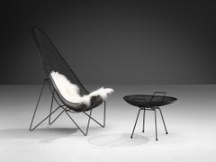 Sol Bloom Patio 'Scoop' Chair with Table in Black Steel Mesh