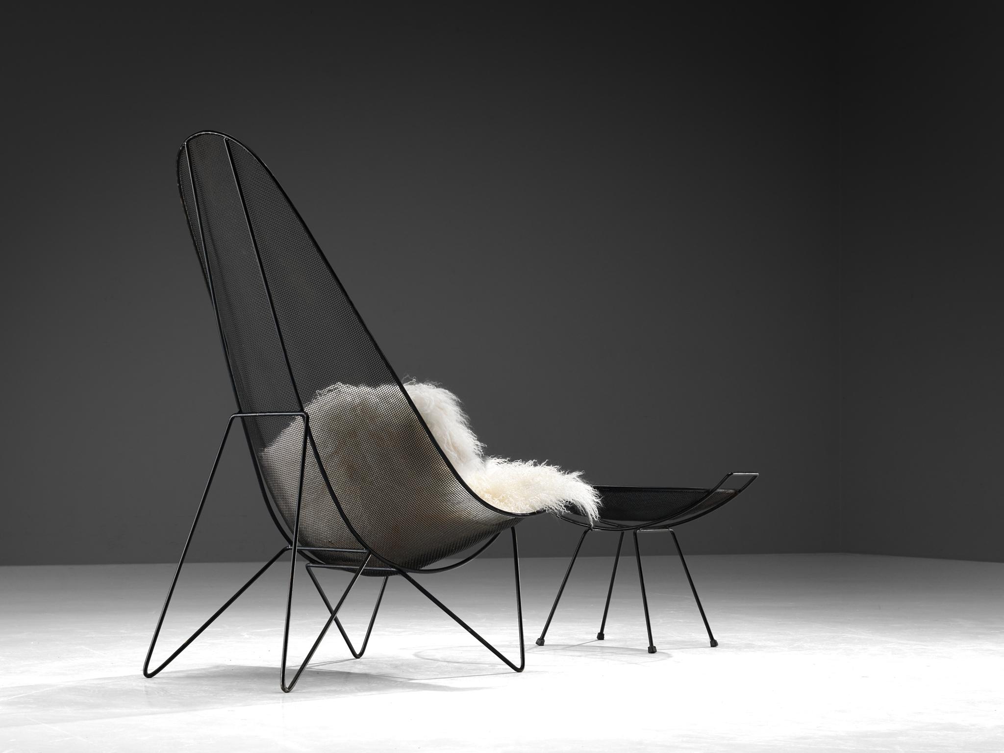 Sol Bloom Patio 'Scoop' Chair with Table in Black Steel Mesh (en anglais)  en vente 1