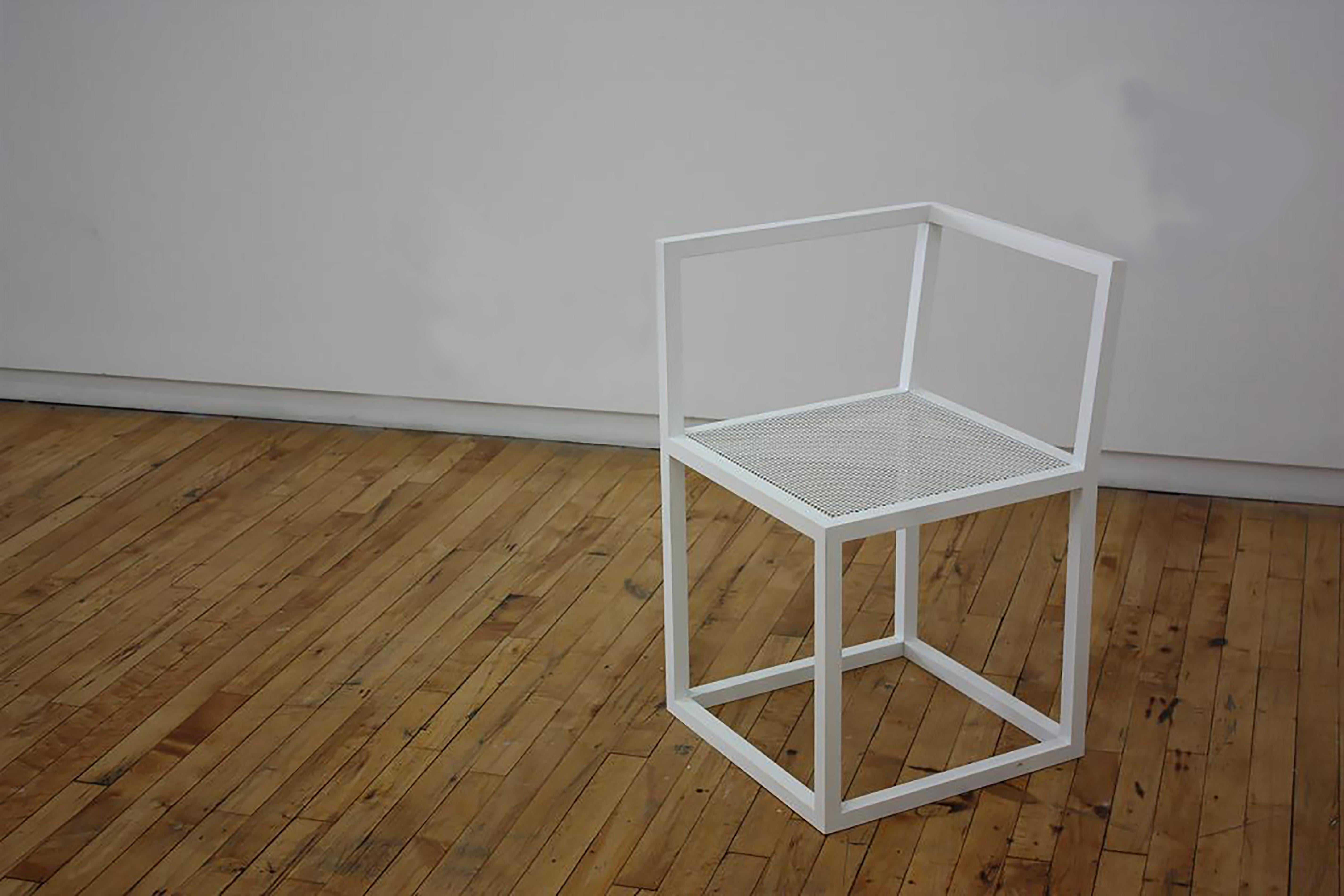 Minimalist Sol Chair in Coated Aluminum and Spinneybeck Leather by Jonathan Nesci For Sale