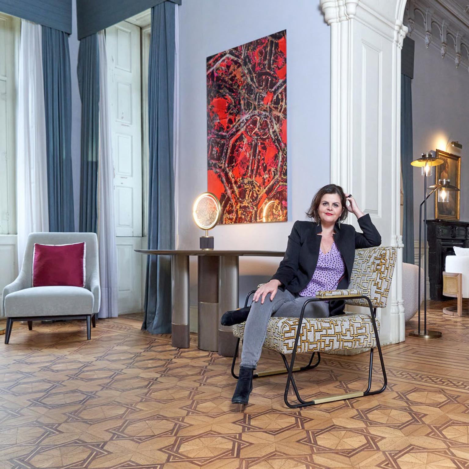 Sol Zeitgenössischer und anpassbarer Schreibtisch in grauem Rebhuhnauge von Luísa Peixoto im Angebot 6
