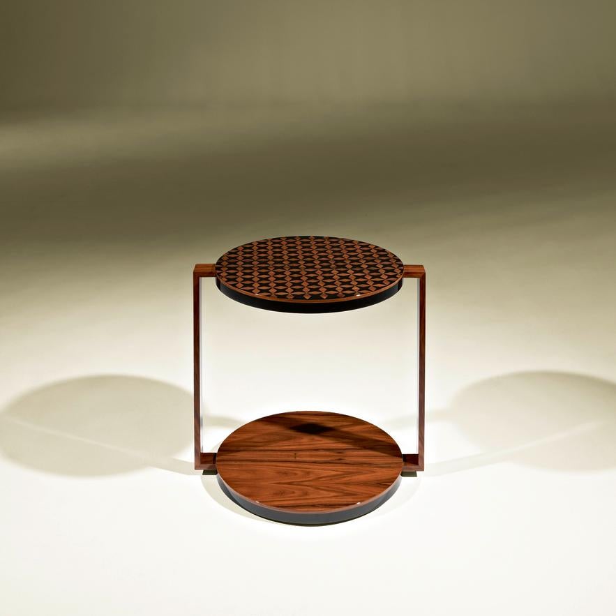 Tea table in stencil on ironwood with artistic interventation by Júlio César.

Bespoke / customizable
Identical shapes with different sizes and finishings.
All RAL colors available. (Mate / half gloss / gloss).