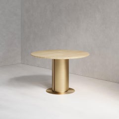 'Sol Dining Table' Solid Sycamore, Hand-Spun Brass