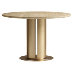 'Sol Dining Table' Solid Sycamore, Hand-Spun Brass
