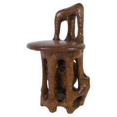 Vintage Sol Garson Signed Sculptural Chair 1970s Art Hand Carved Wood Sculpture Mandela