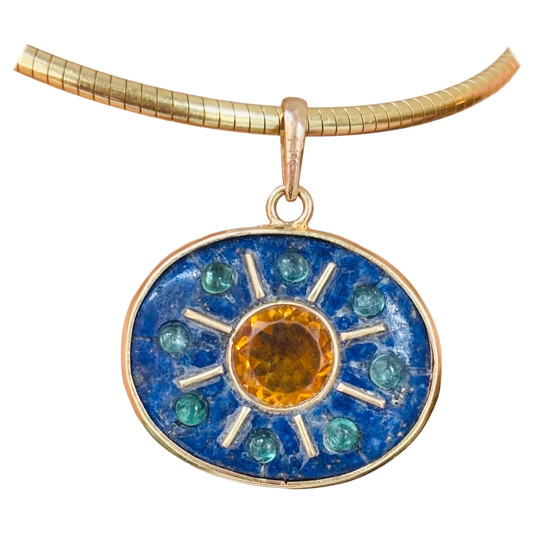 SOL Lapis-Anhänger mit Citrin, Smaragd und 14k Gold