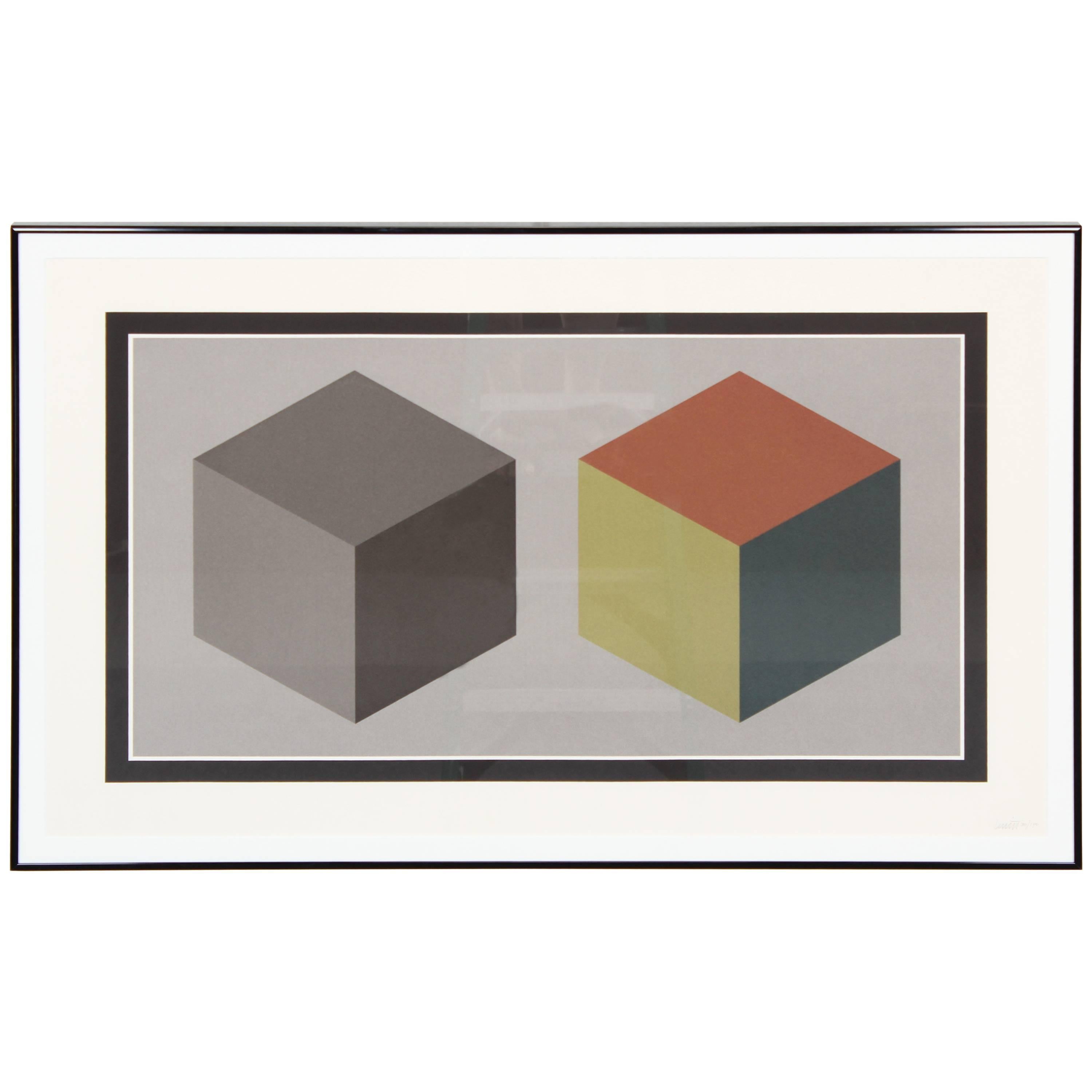 Sol LeWitt "2 Cubes" Signed Screenprint, 1989