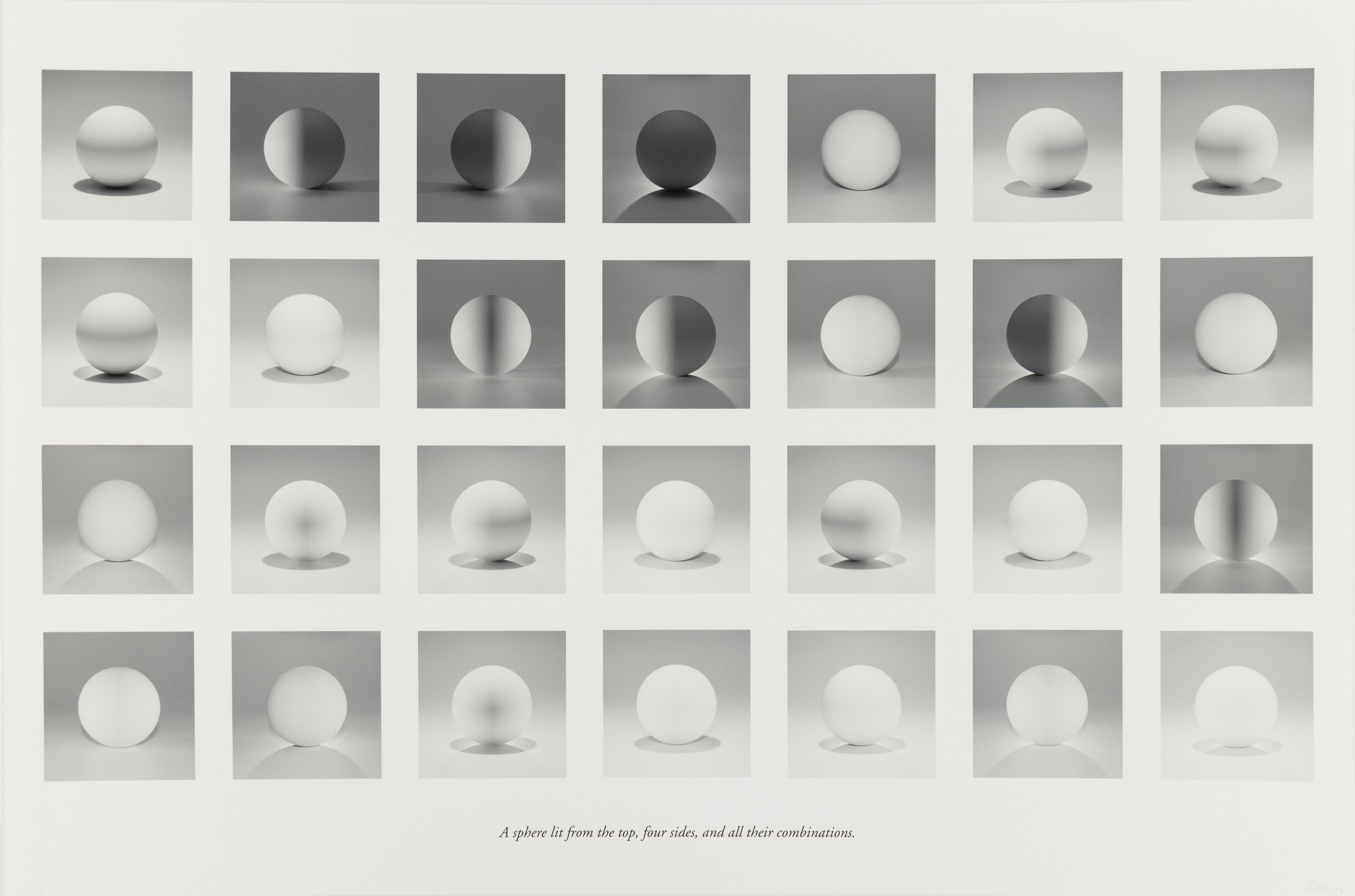 Sol LeWitt Still-Life Photograph - A sphere lit from the top, four sides and all their combinations