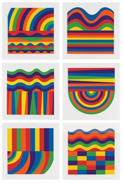 Arcs and Bands in Color - Contemporary Art, Linocut, Minimalism, Conceptual art