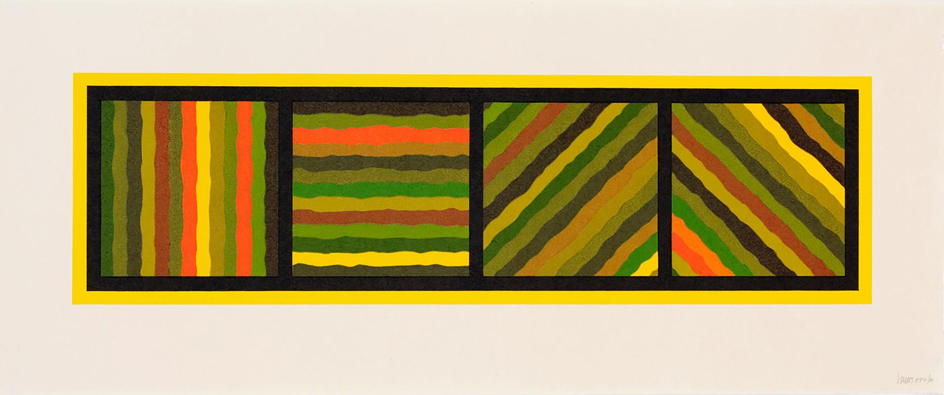 Bands (not straight) in Four Directions - Sol LeWitt, Prints, Woodcut, Abstract. 1