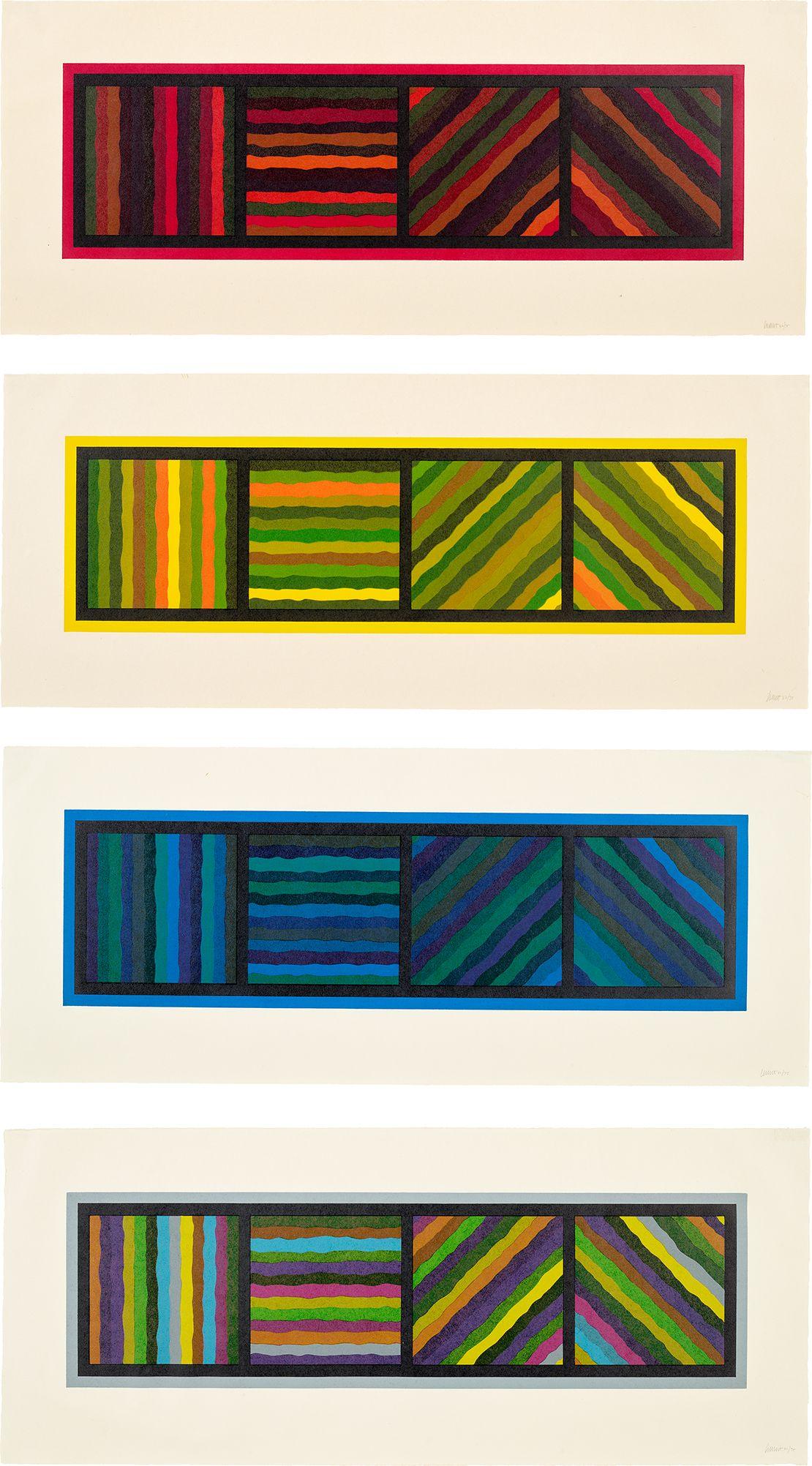 Sol LeWitt - Bands Not Straight in Four Directions (Full Set of 4) For Sale  at 1stDibs