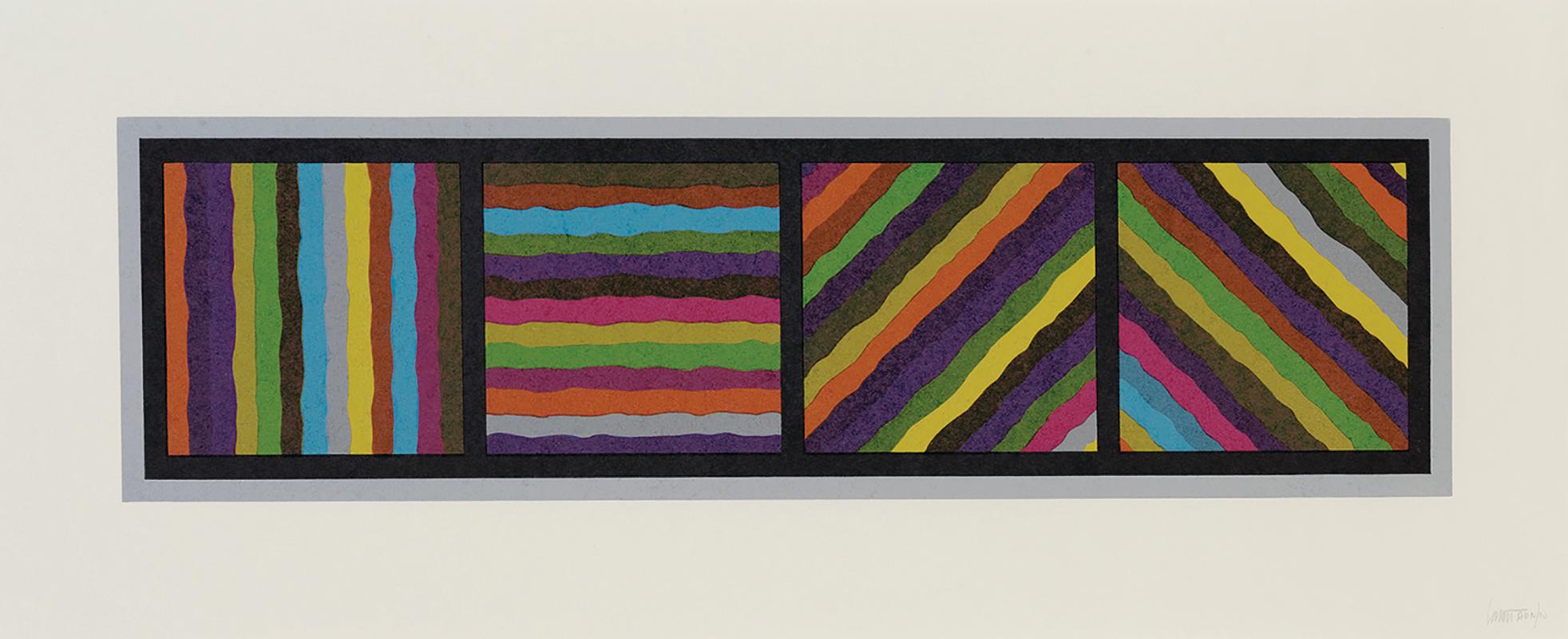 Bands (not straight) in Four Directions - Sol LeWitt, Prints, Woodcut, Abstract.