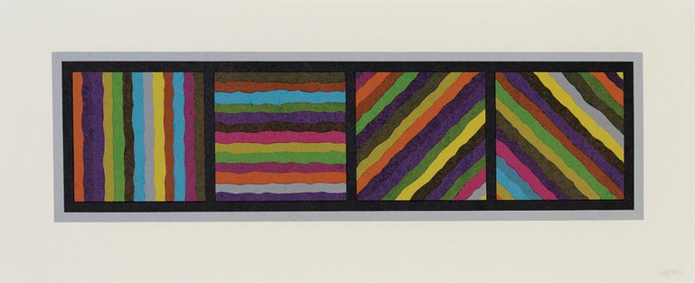 Bands (not straight) in Four Directions - Sol LeWitt, Prints, Woodcut, Abstract. - Beige Abstract Print by Sol LeWitt