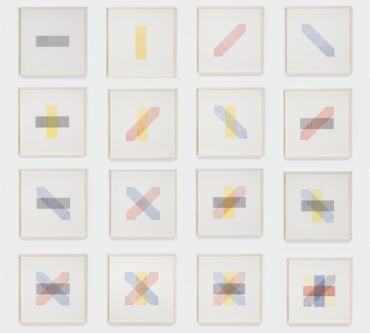 Sol LeWitt Abstract Print - Bands of Color in Four Directions and All Combinations 