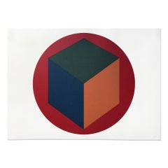 Centered Cube within a Red Circle, 1988, Minimalism, Abstract Geometric