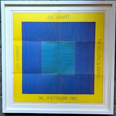 Seltene italienische Ausstellungs Einladung Ugo Ferranti, handsigniert von Sol Lewitt, gerahmt