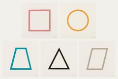 Five geometric figures in five colors, Screen Print, Contemporary by Sol LeWitt