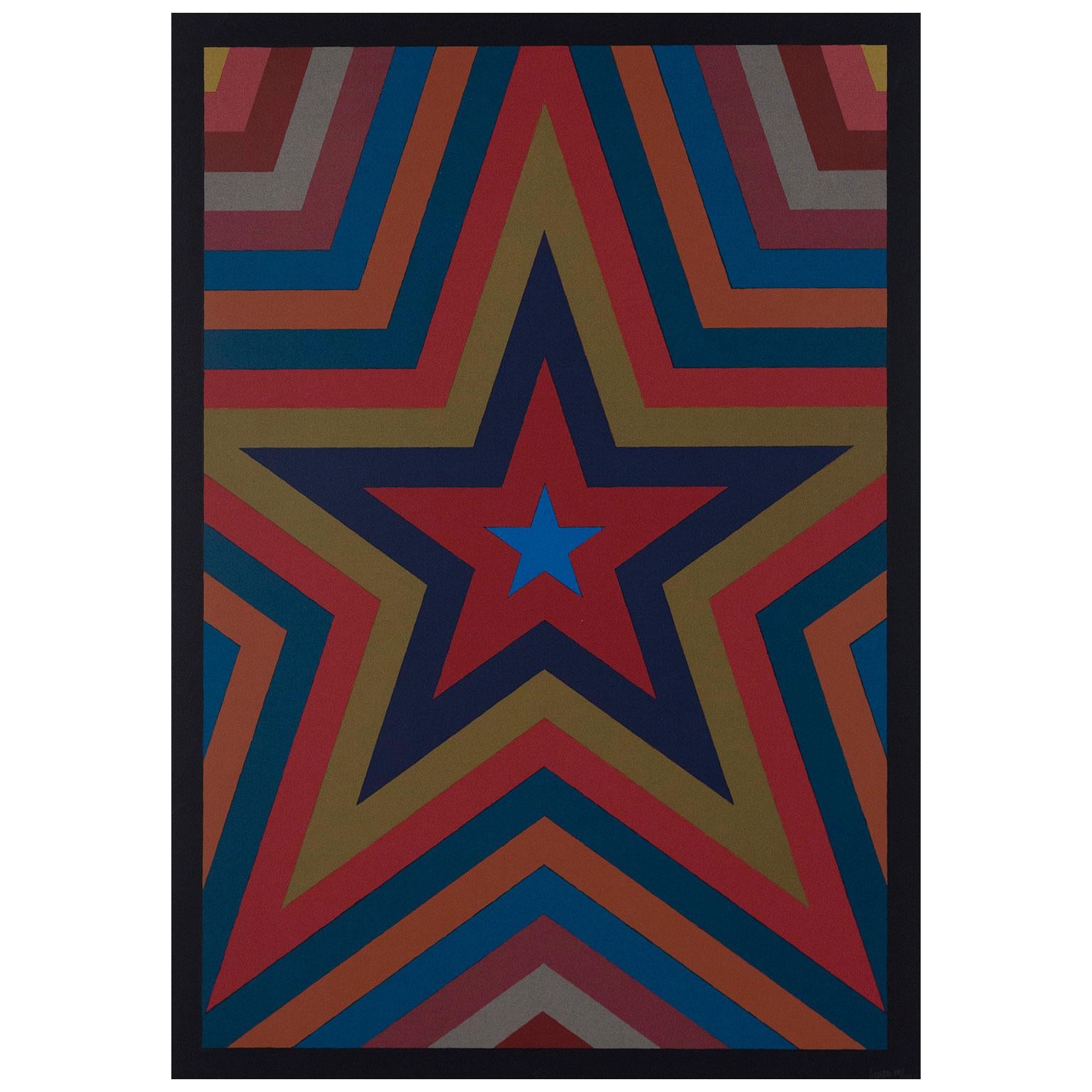 Abstract Print Sol LeWitt - Étoile à cinq branches avec bandes de couleur