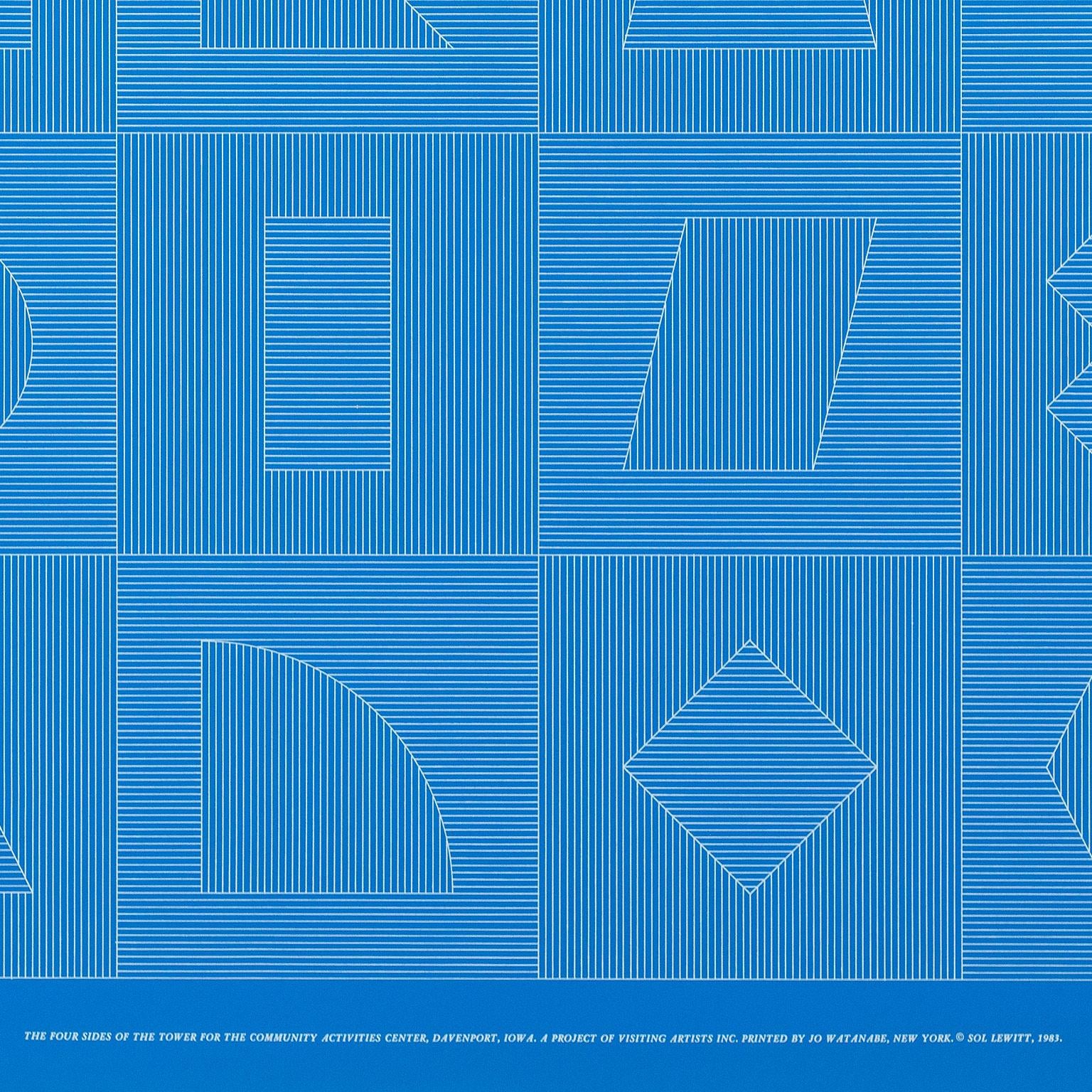 Four Sides of the Tower - Blue - Print by Sol LeWitt