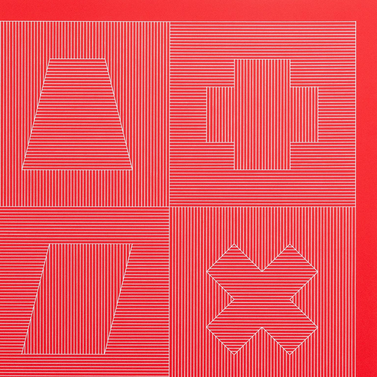 Vier Seiten des Turms – Rot (Geometrische Abstraktion), Print, von Sol LeWitt