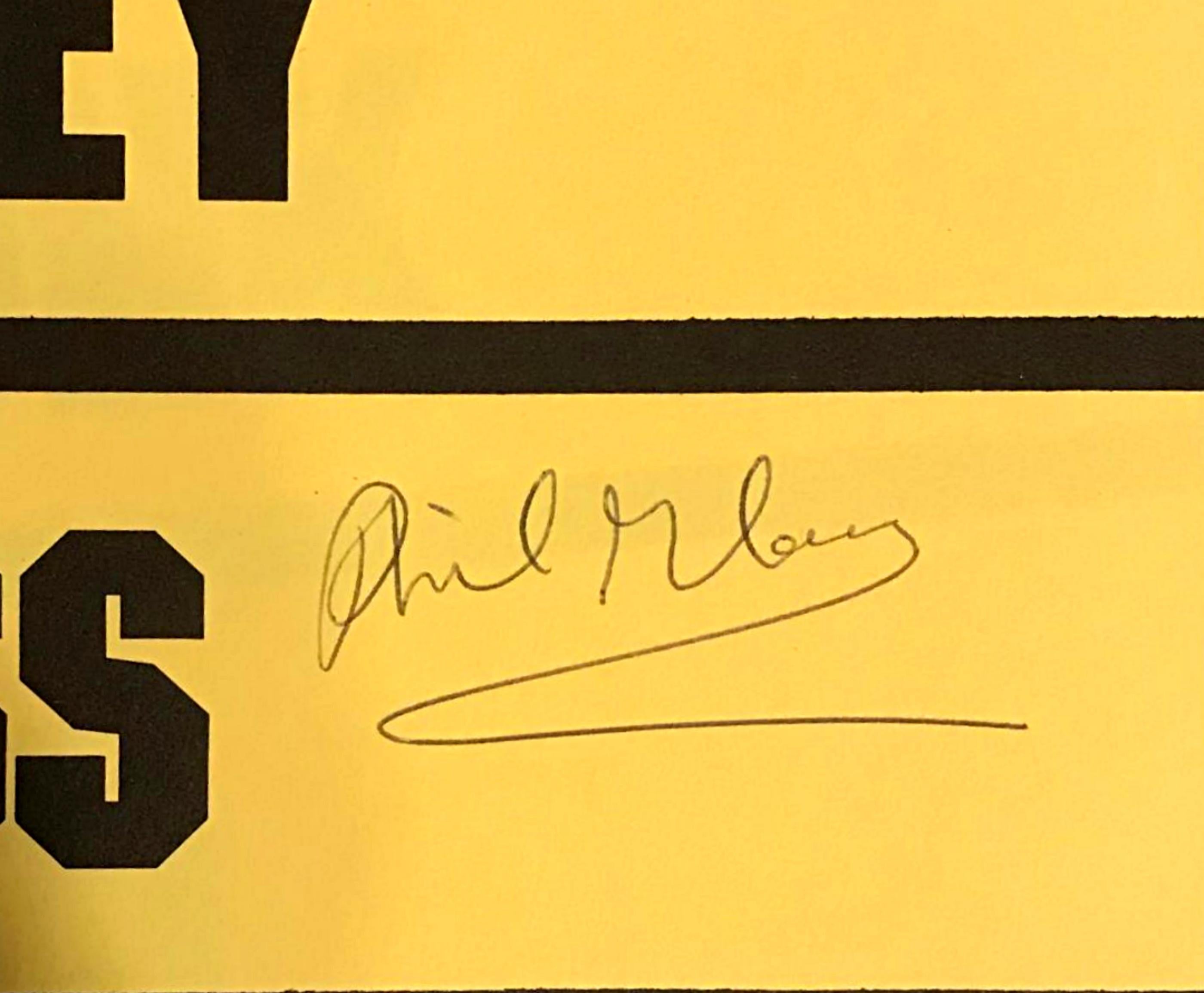 Historic lithograph (Hand signed by Sol Lewitt, Philip Glass and Meredith Monk) - Yellow Figurative Print by Sol LeWitt