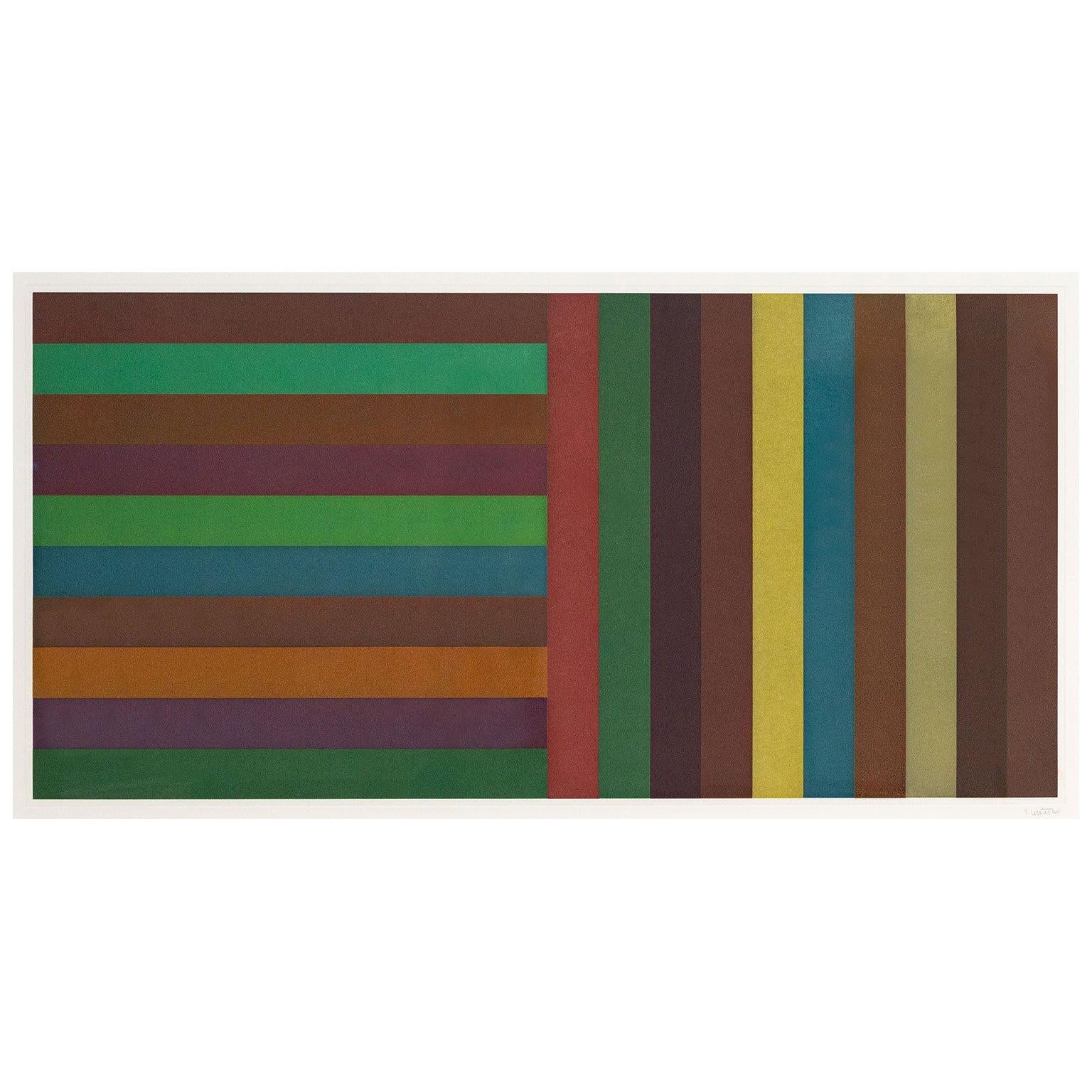 Horizontal Color Bands and Vertical Color Bands: Green (Plate #2) - Minimalist Print by Sol LeWitt