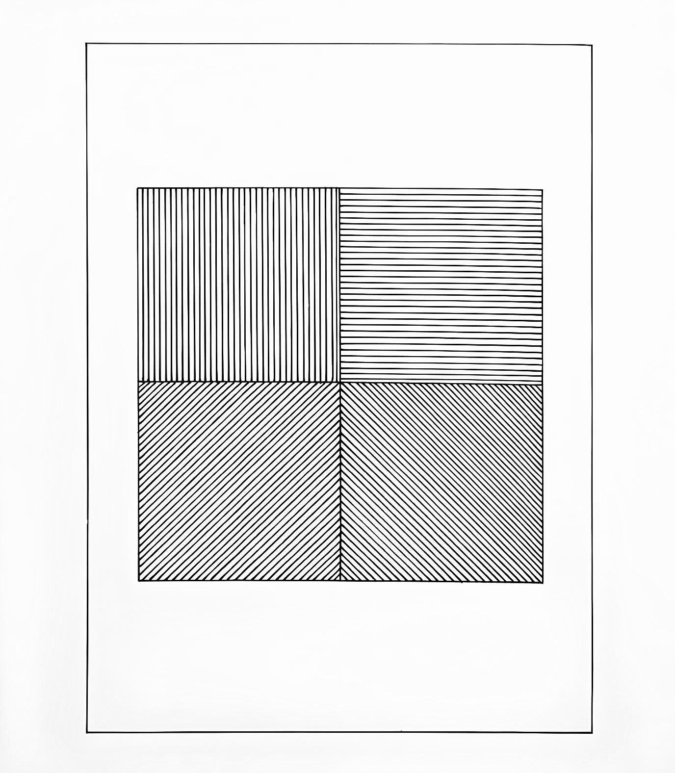 LeWitt, Composition, Ficciones (after) - Gray Abstract Print by Sol LeWitt
