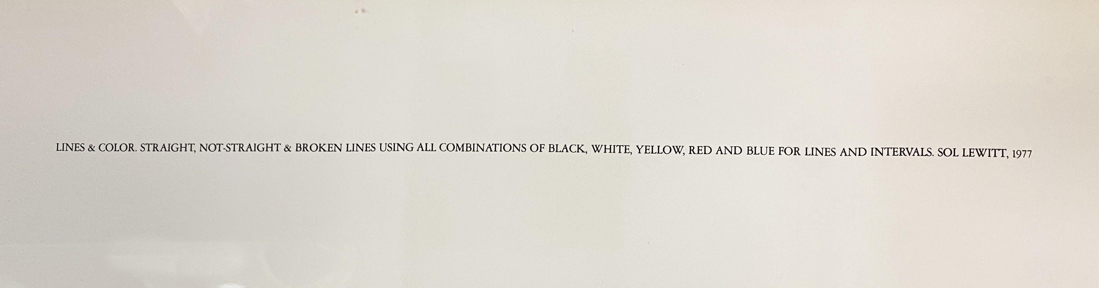 Una colorida serigrafía geométrica del artista estadounidense Sol LeWitt (1928-2007). LeWitt nació en Hartford, Connecticut, y asistió a la Universidad de Siracusa, donde estudió pintura y escultura tradicionales.  Se licenció en Bellas Artes,