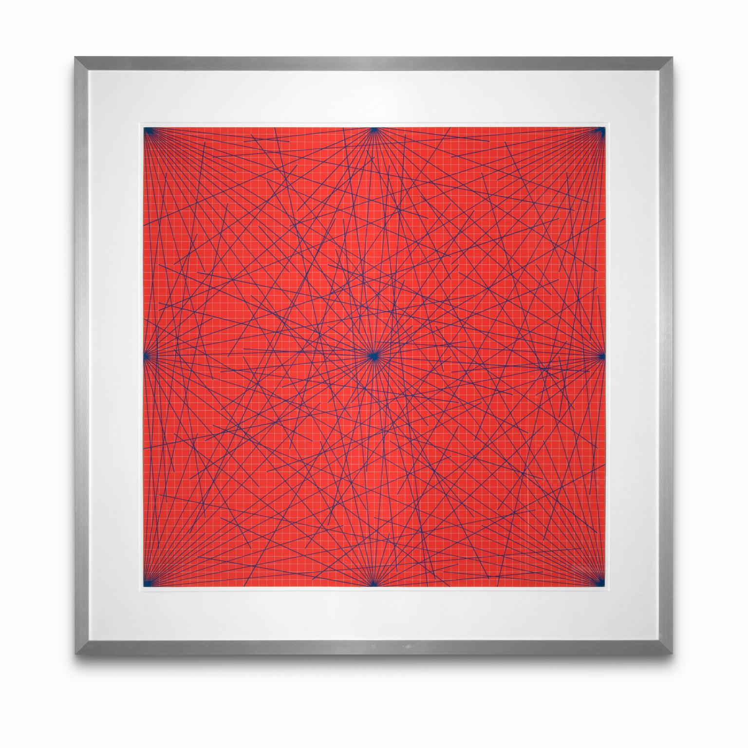 "Lines in Color, On Color, " Silkscreen, Orange with Blue, Signed, Numbered