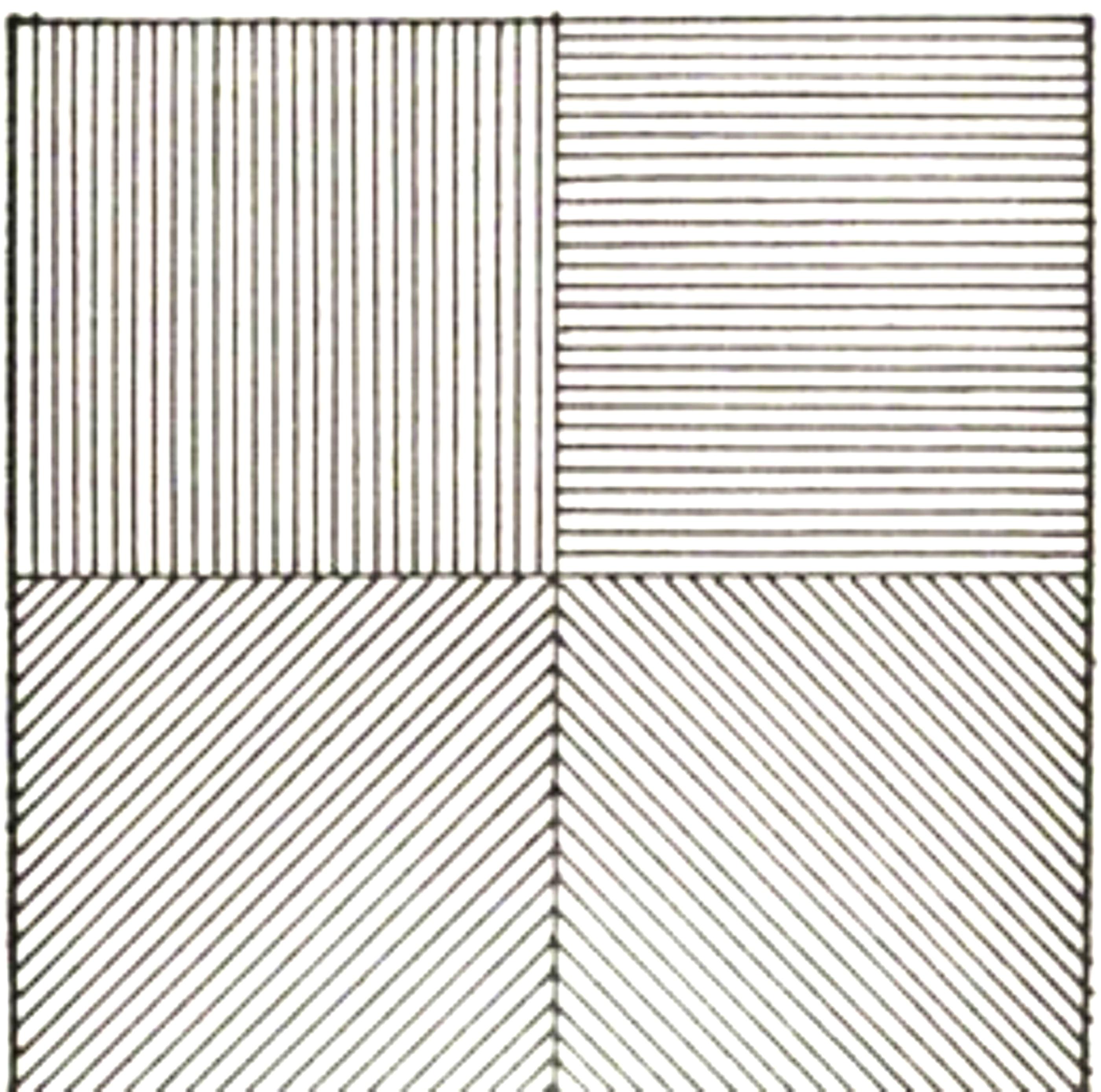 Lines in Four Directions, lithographie sur papier Arches Satine dans une enveloppe timbrée - Print de Sol LeWitt