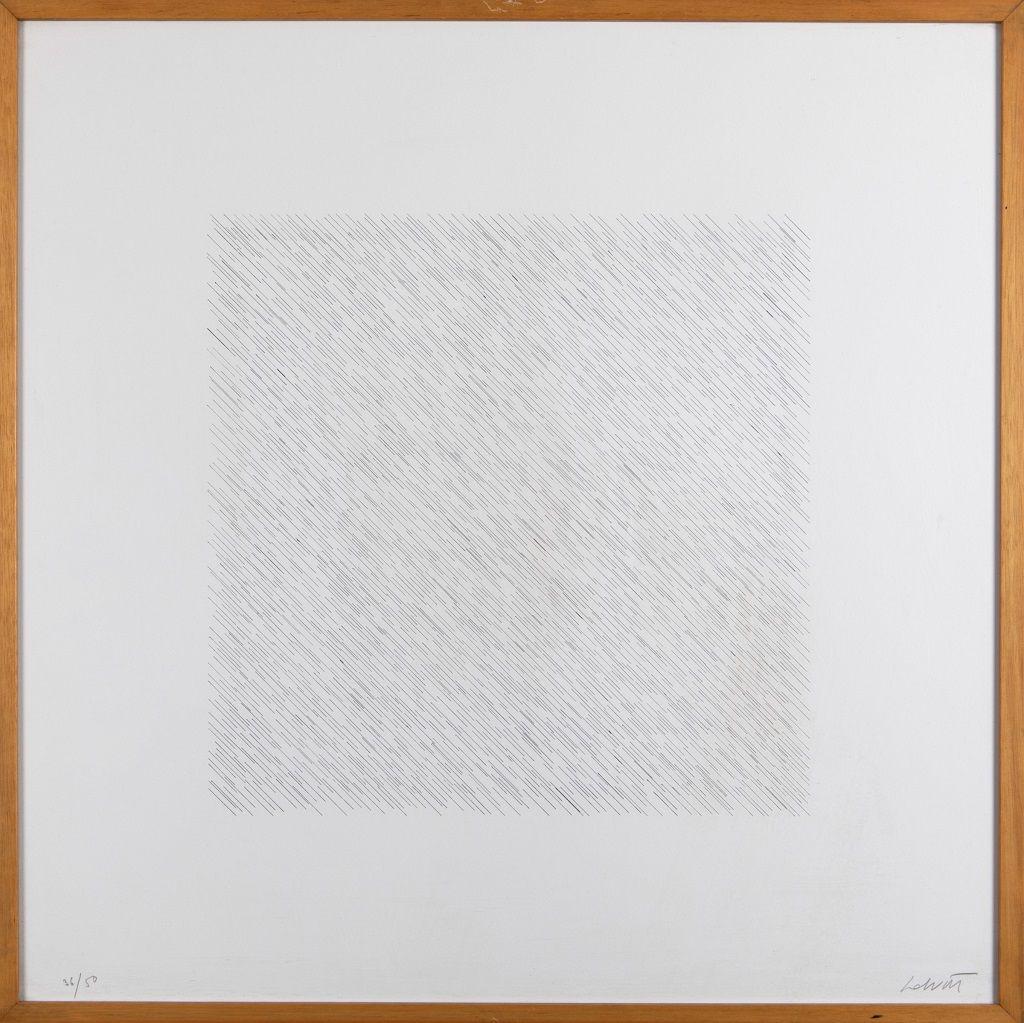 Sol LeWitt Abstract Print – Lines of 1 Inch in 4 Directions and All Combinations, Plate #04 - 1971 