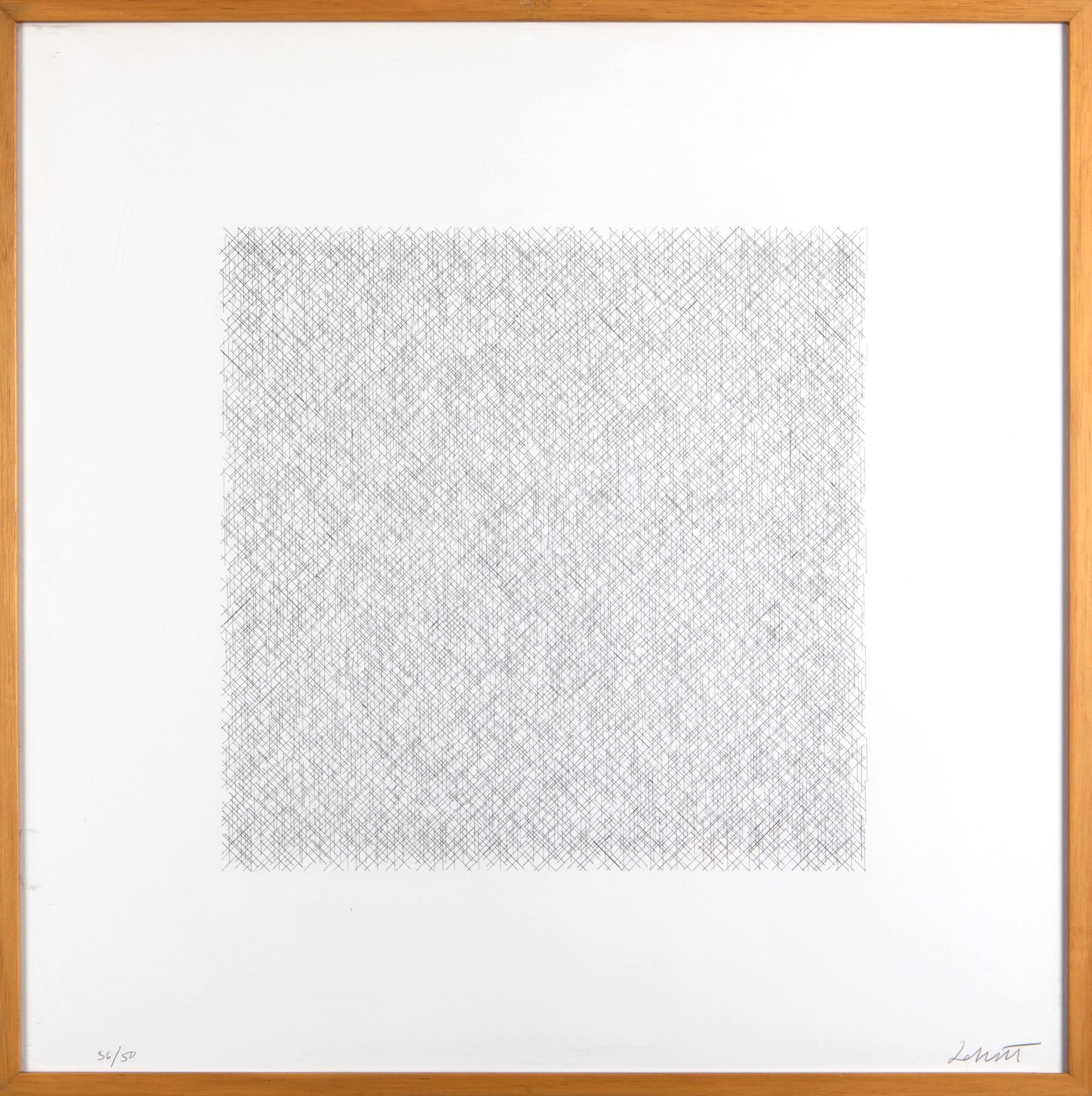 Sol LeWitt Abstract Print - Lines of One Inch in Four Directions and All Combinations