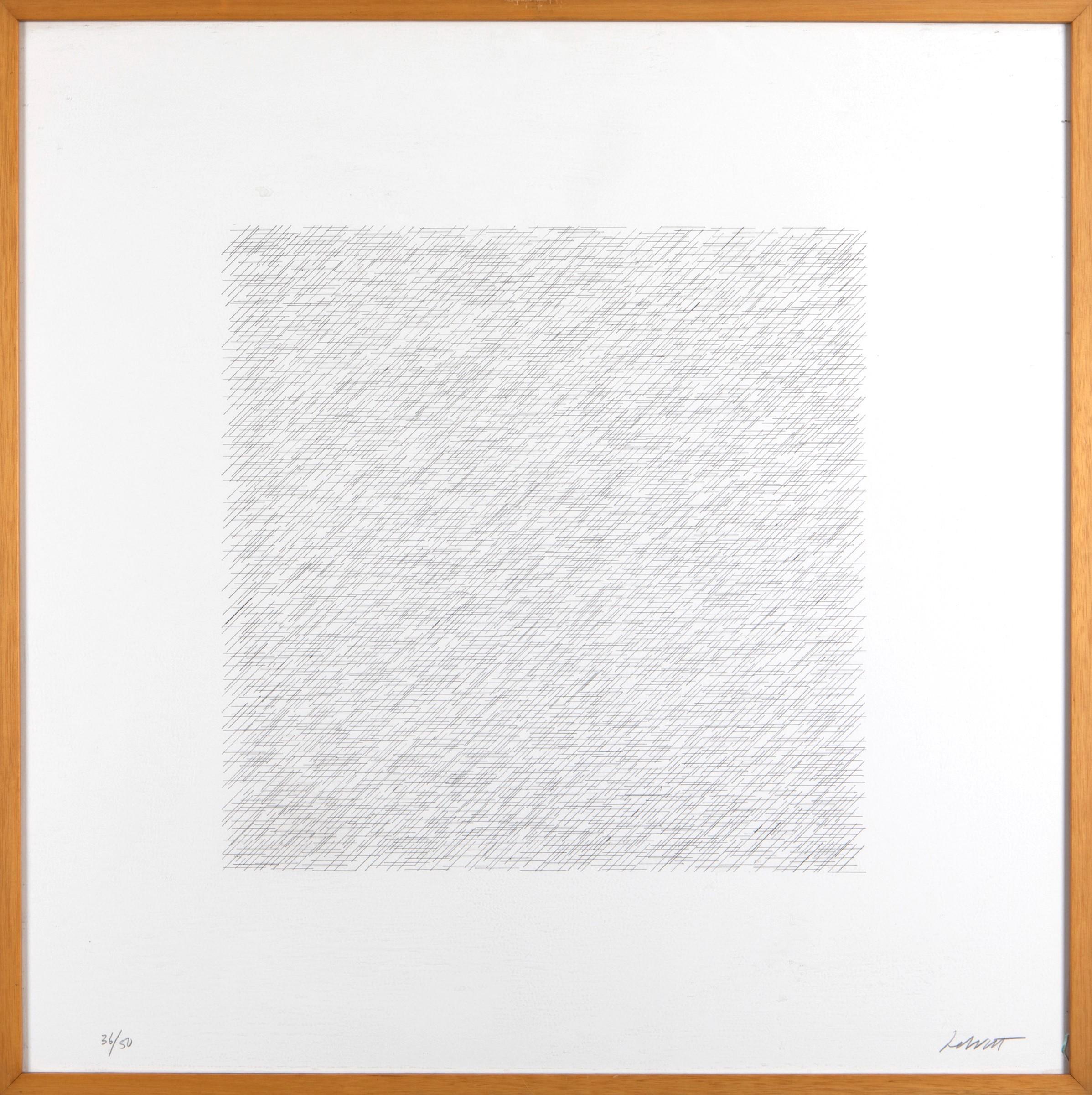 Sol LeWitt Abstract Print - Lines of One Inch in Four Directions and All Combinations - Sol Lewitt - 1971