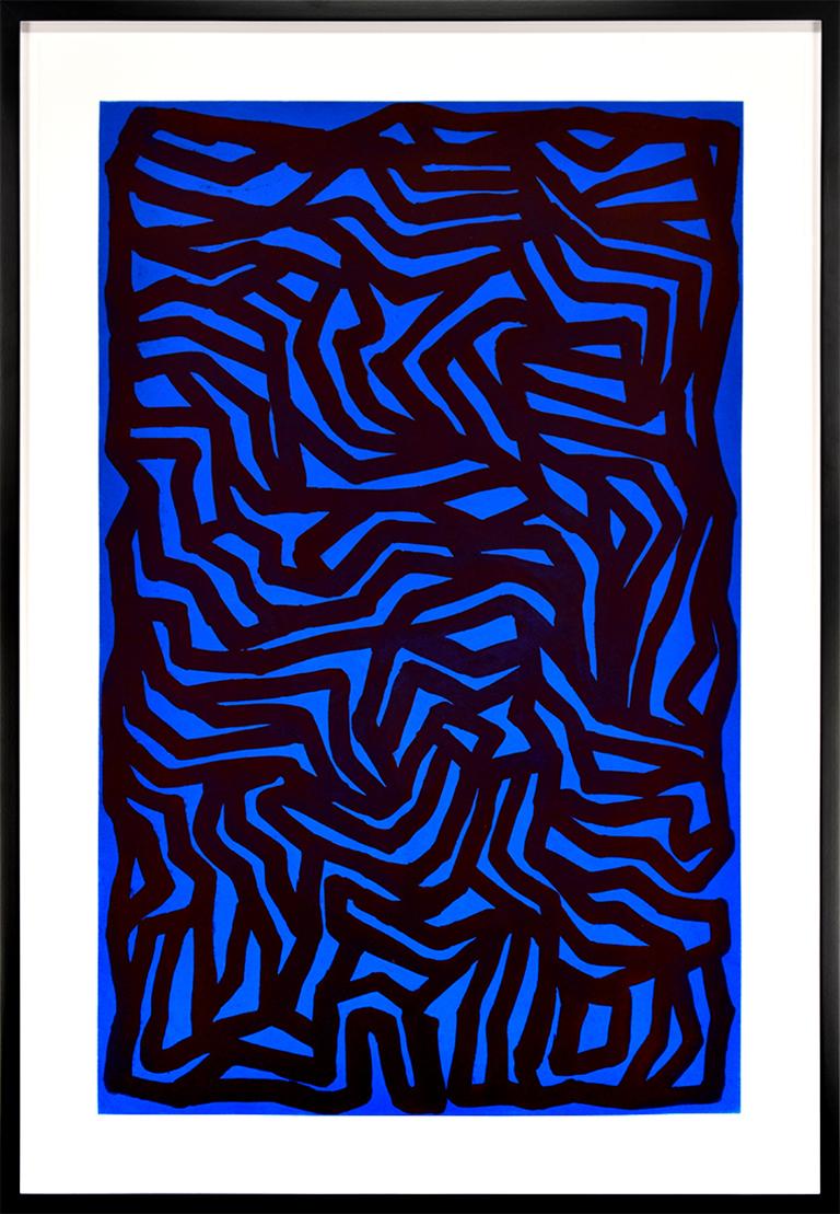 Schleifen und Kurven Blau/Rot – Print von Sol LeWitt