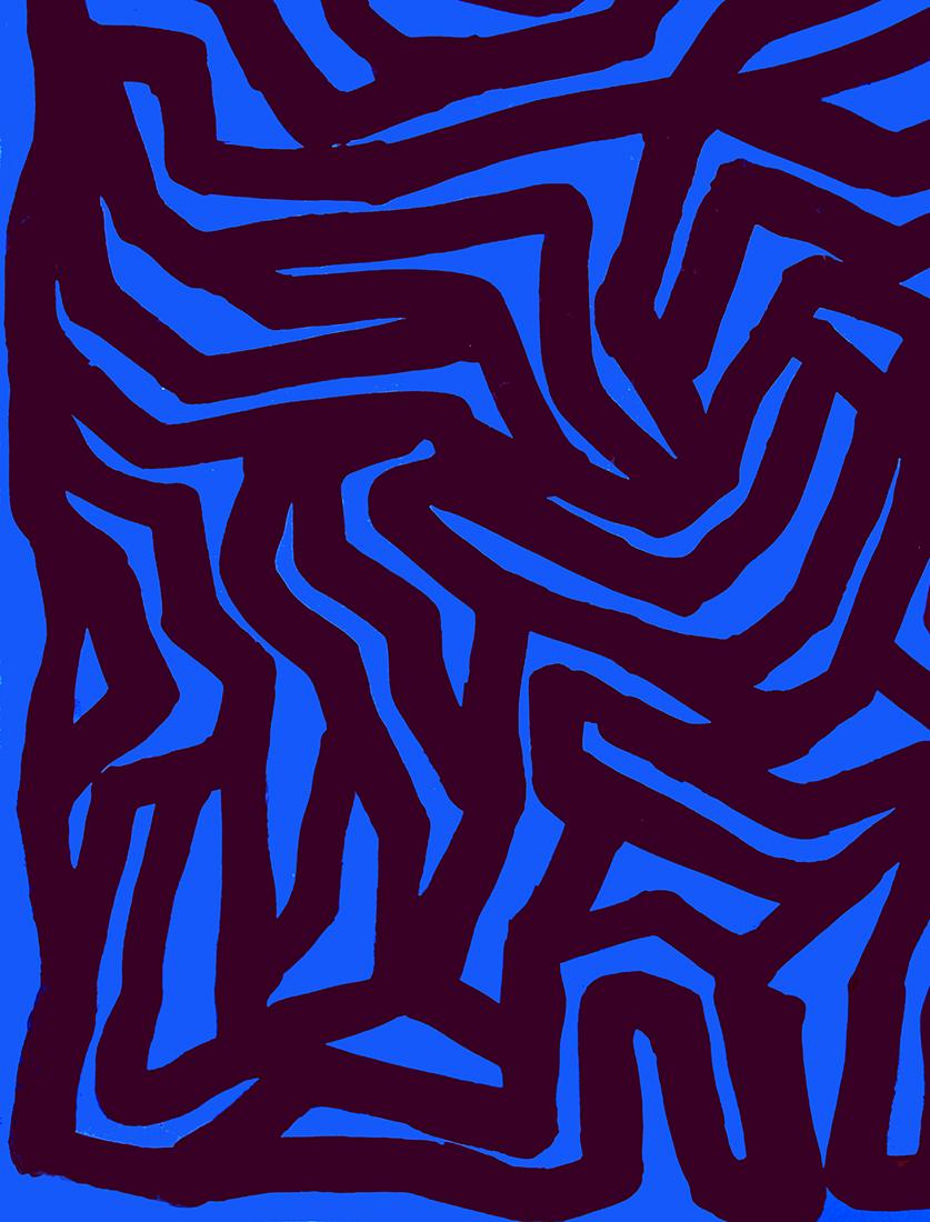 Schleifen und Kurven Blau/Rot (Konzeptionell), Print, von Sol LeWitt