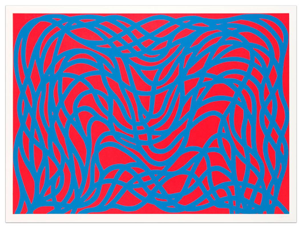 Sol LeWitt Abstract Print - Loopy Doopy, Blue/Red