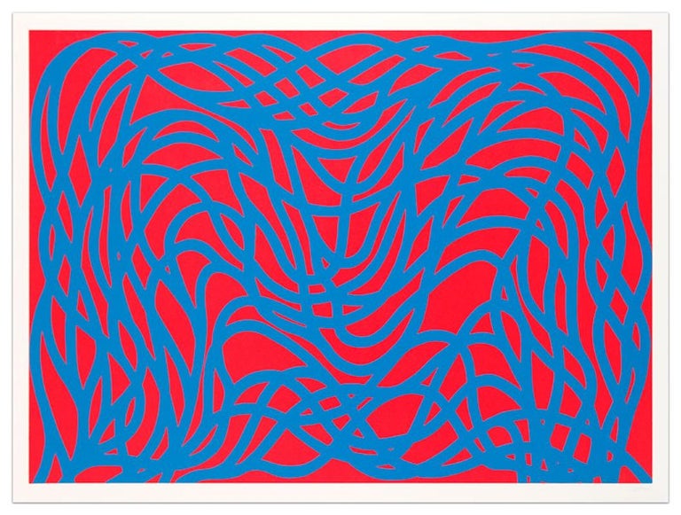 Sol LeWitt Abstract Print - Loopy Doopy, Blue/Red
