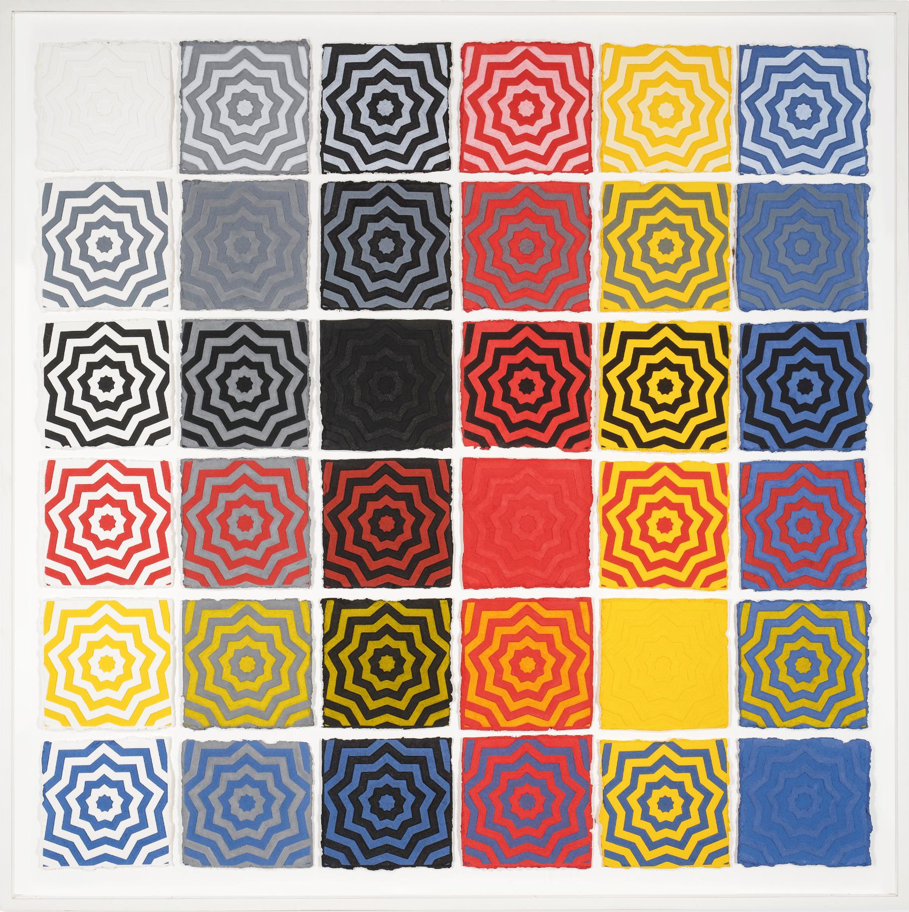 Sol LeWitt Abstract Print - Nine Pointed Stars, Colors