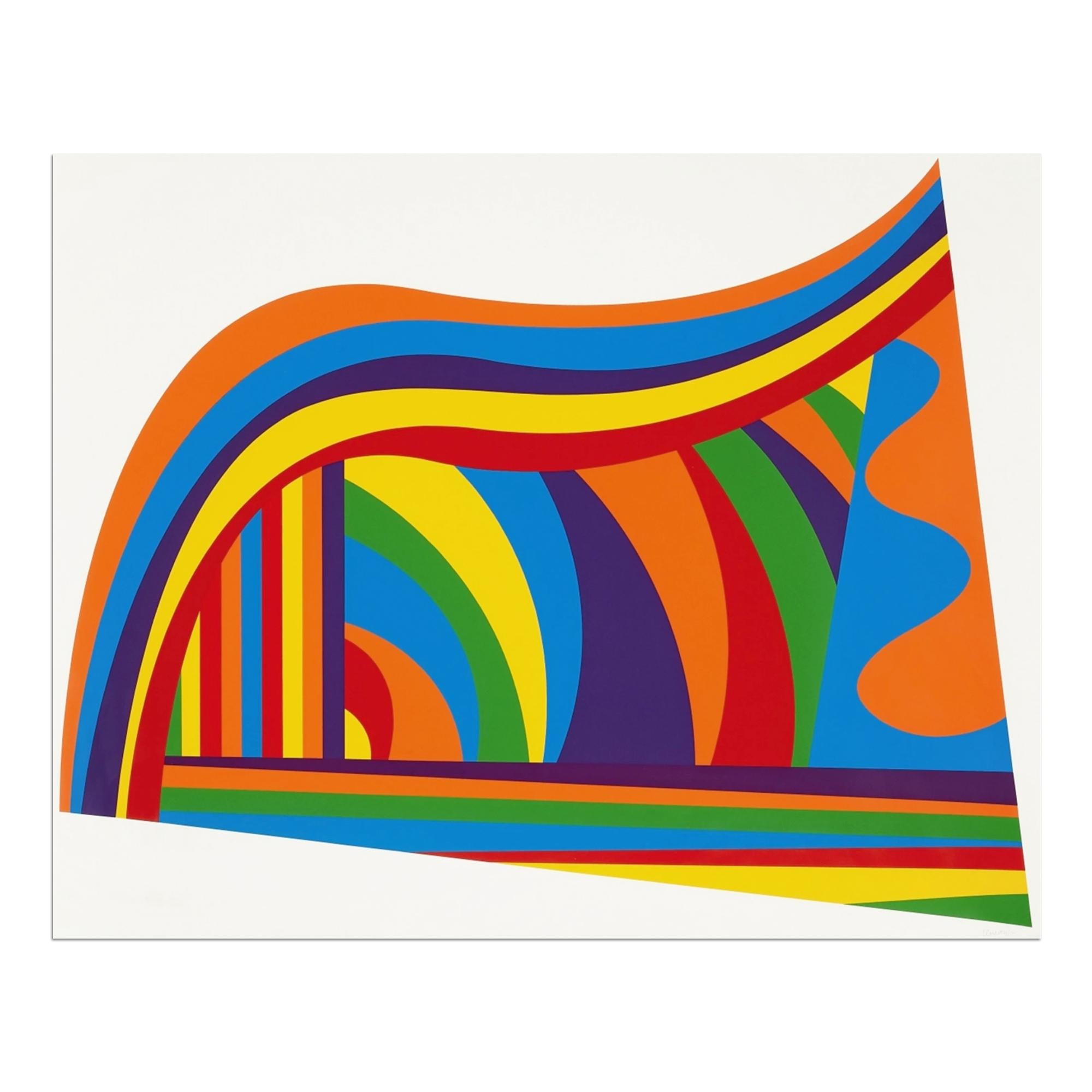 Sol Lewitt (American, 1928-2007)
Arcs and Bands in Colors 2, 1999
Medium: Screenprint on rag paper
Dimensions: 80 x 100 cm (31½ x 39¼ in)
Edition of 50 + 10 A.P.: Hand-signed and numbered
Condition: Excellent