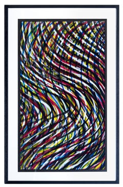 Wavy Lines (Color) - Impression, art abstrait, minimalisme, art contemporain, gravure sur bois