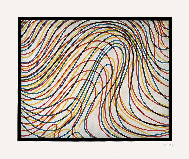 Sol LeWitt Abstract Print - Wavy Lines with Black Border